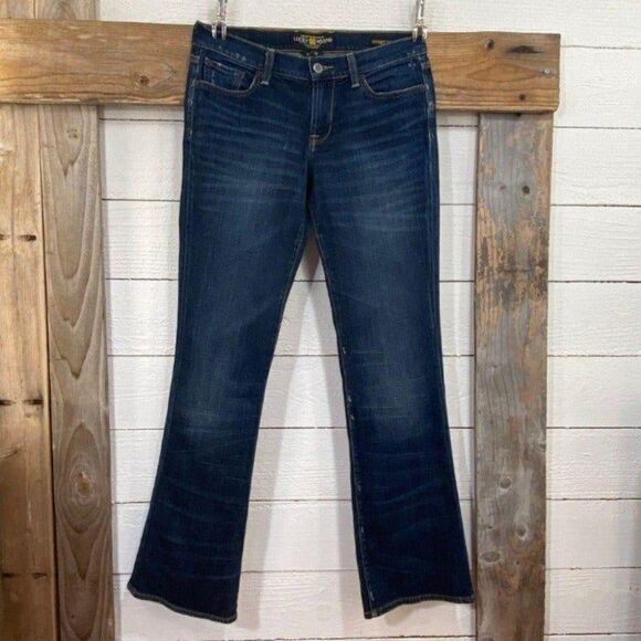 Lucky Women’s Sweet N Low Dark Wash Distressed Bootcut Size 4 - Picture 1 of 8